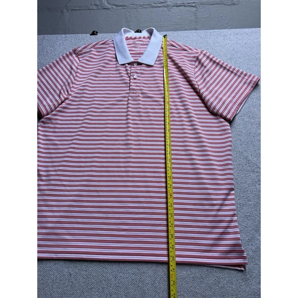 Bonobos Golf Men's XL Standard Fit Polo Shirt - Coral/White Striped Performance